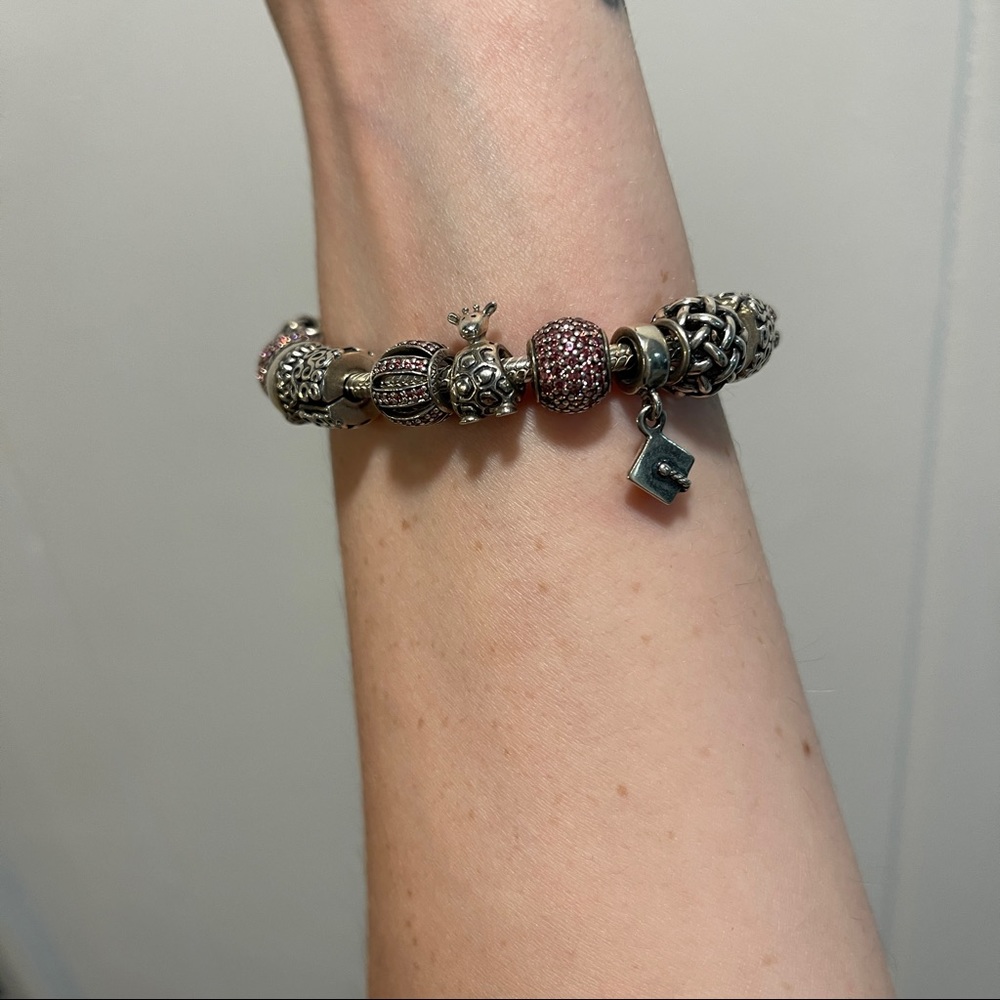 Silver Pandora Bracelet with 13 Charms - Picture 6 of 12